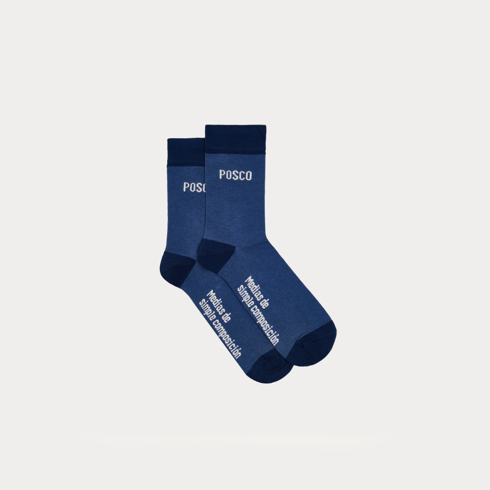 Blue Plain Composition Tights