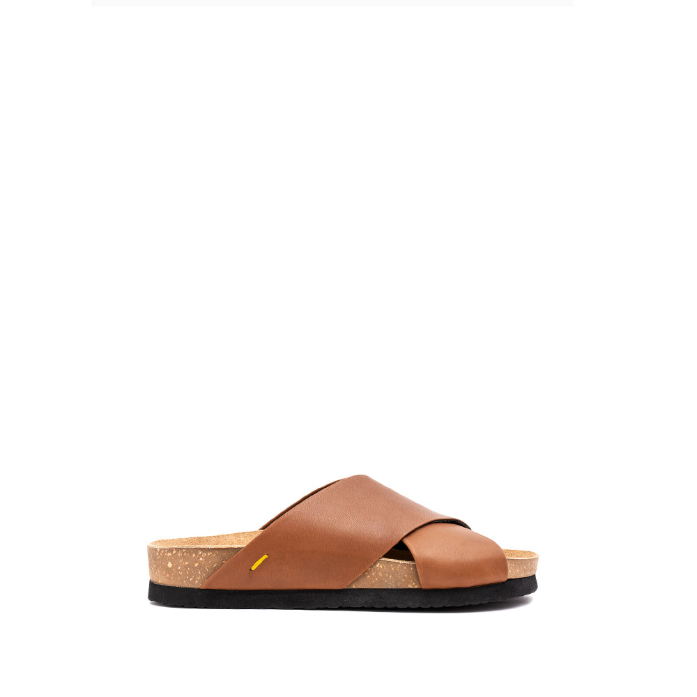 Chancla Chunky Mujer Cuero Marrón