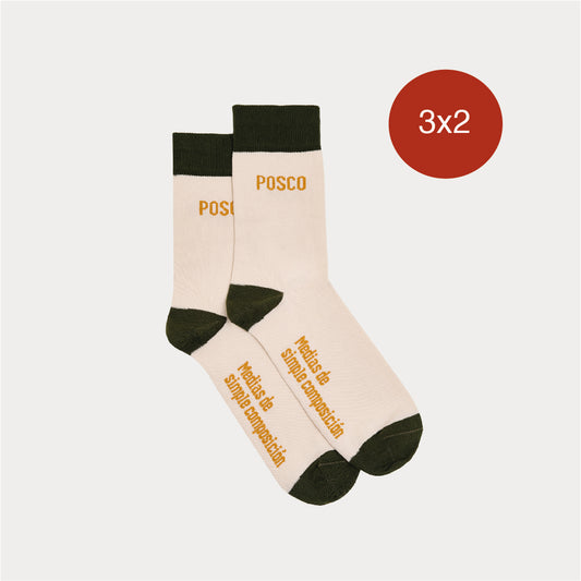 Medias De Simple Composición Verde / Beige