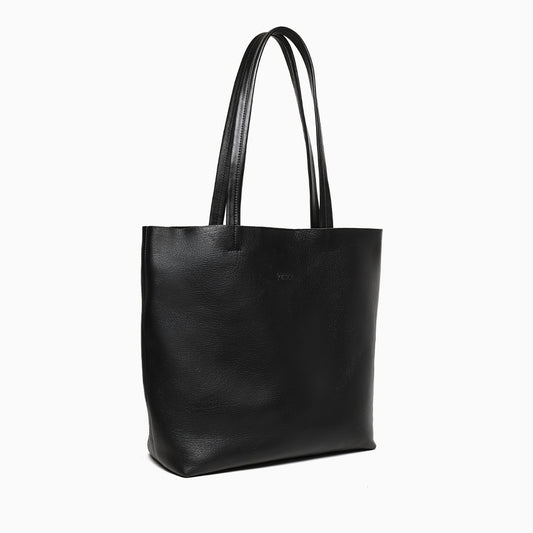 Mini Black Leather Tote Bag