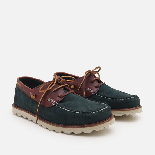 Power Navy Green Suede Boat Shoes