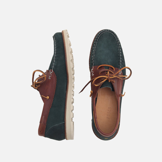 Power Navy Green Suede Boat Shoes