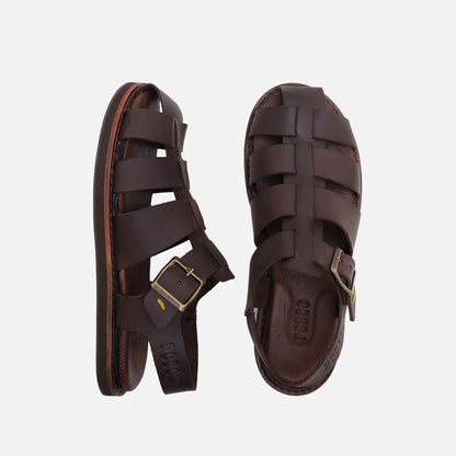 Sandalia Orilla Mujer Cuero Marrón