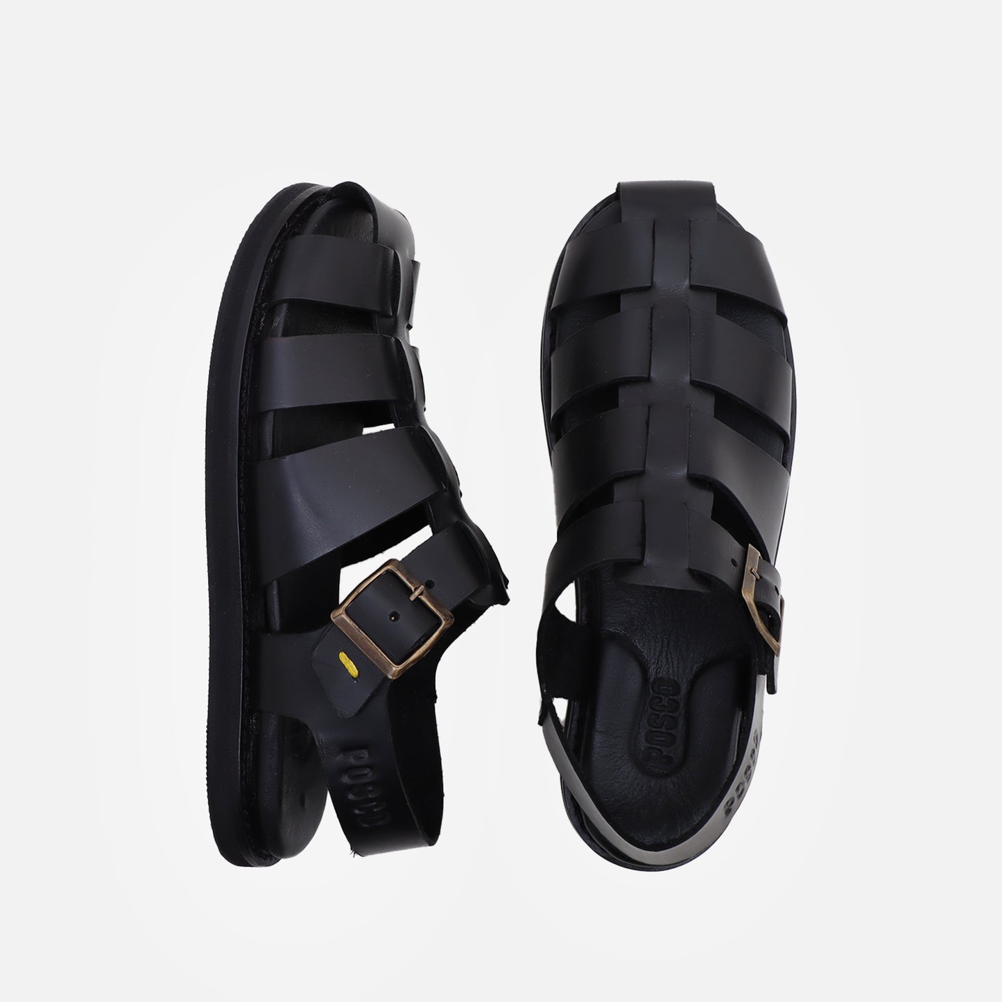 Sandalia Orilla Mujer Cuero Negro