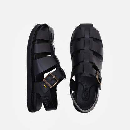 Sandalia Orilla Mujer Cuero Negro