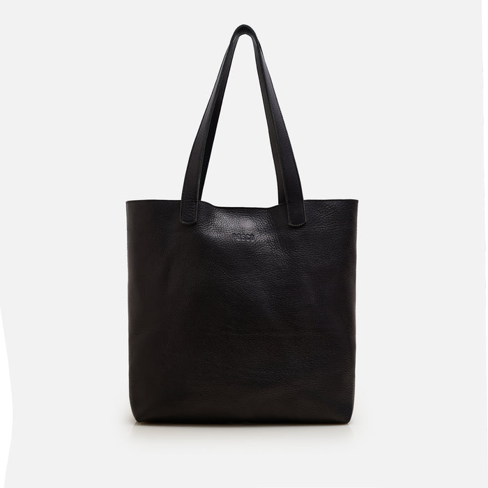Mini Black Leather Tote Bag