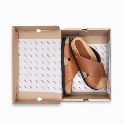 Chancla Chunky Mujer Cuero Marrón